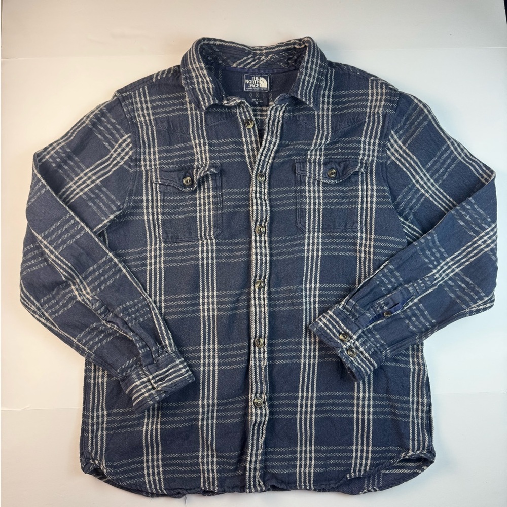 Men’s The North Face long sleeve button up Navy Plaid Shirt size XL